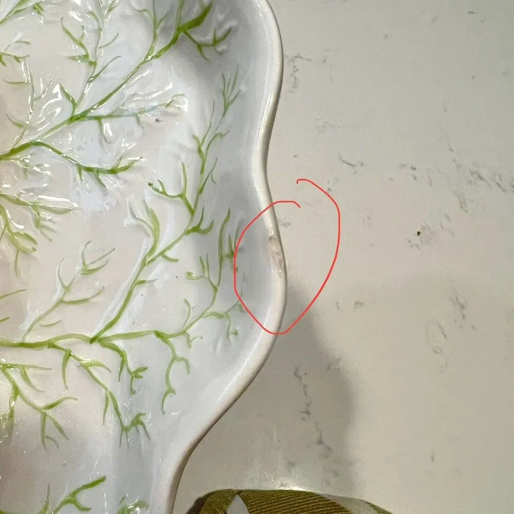 VTG Italian ceramic plate green dotted frog lily pad green white figural